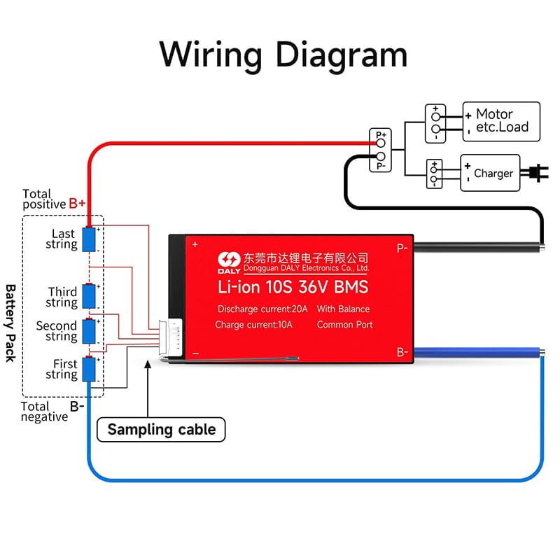 BMS DALY 10S 36V 20A Li-ion Batería