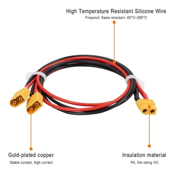 Dettaglio del cavo di prolunga XT60 2-in-1