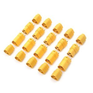 Pack of 10 male connectors. These are three-contact MT60 high-current connectors commonly used in the radio control world. They are ideal for projects involving high power motors and motor controllers where the current to be handled is large. Maximum supported current 60A.