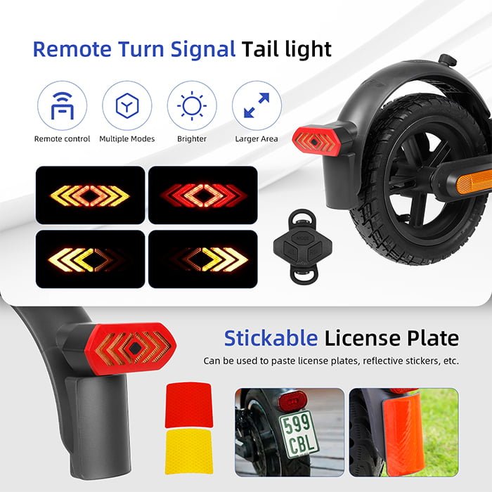 Guardabarros trasero con luz intermitente Aluminio para Xiaomi M365_Pro _Pro2_1S_MI3_detalle