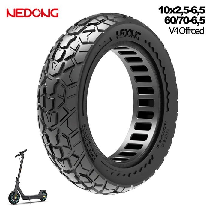 Rueda maciza 10×2,5-6,5 60_70-6,5 45mm offroad [Nedong] negra