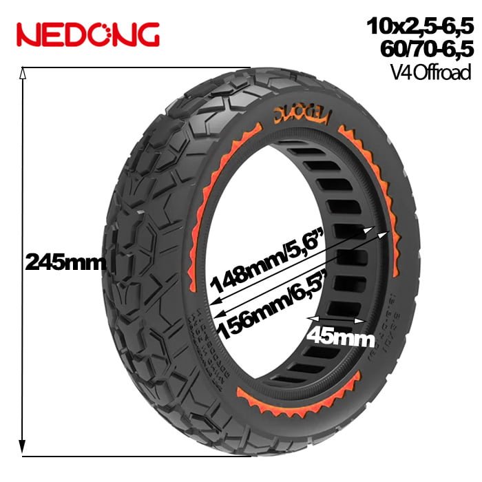 medida maciza 10x2,5 6,5 offroad roja