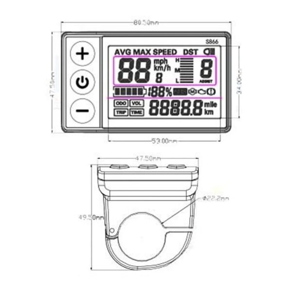 Display S866 compatible con Smartgyro (Waterproof)