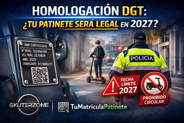 Homologación de patinetes eléctricos DGT 2027 con placa identificativa y normativa en España
