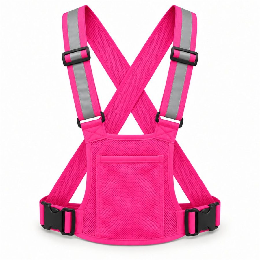 Chaleco reflectante ajustable con bolsillo A-110E – rosa